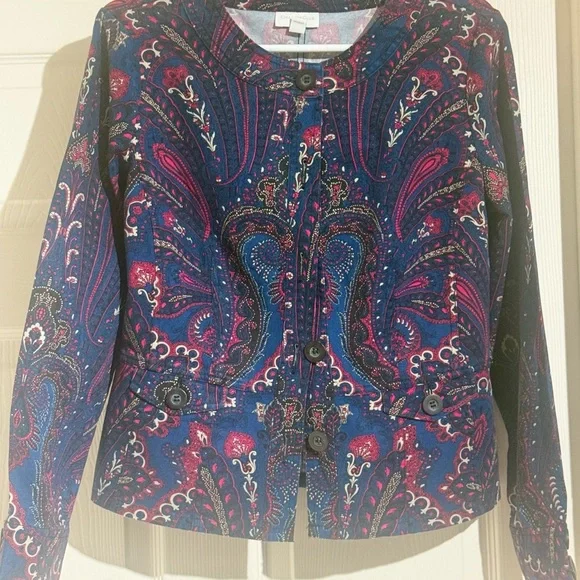 Charter Club Pink and Blue Paisley Blazer - Picture 2 of 7